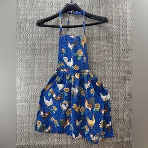 Vintage Now Designs Rooster Chickens & Sunflowers Cotton Apron Made in USA